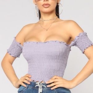 SOLD off the shoulder crop